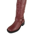 thumbnail image 5 of Berness Women Knee High Boots Buckle Strap Riding Side Zippers Short Block Heel SPENCER Red Wine Burgundy 10, 5 of 6
