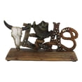 thumbnail image 3 of Rustic Western Texas Word Art Cow Skull Cowboy Hat Ropes Horseshoe Desk Plaque, 3 of 11
