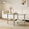 thumbnail image 3 of Noble House Transparent Oval Glass Coffee Table,Stainless Steel Leg,Transparent, 3 of 10