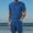 Blue, variant on Bpmpbo Men's 2 Piece Outfits Casual Tracksuit Cargo Shorts Summer Athletic Solid Color Pocket Round Neck Short Sleeve Top and Elasticity Shorts Sportwear Set