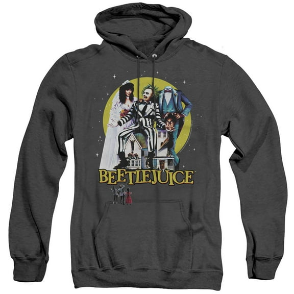 Beetlejuice Poster Revisited Unisex Adult Pull-Over Heather Hoodie,Black, Small