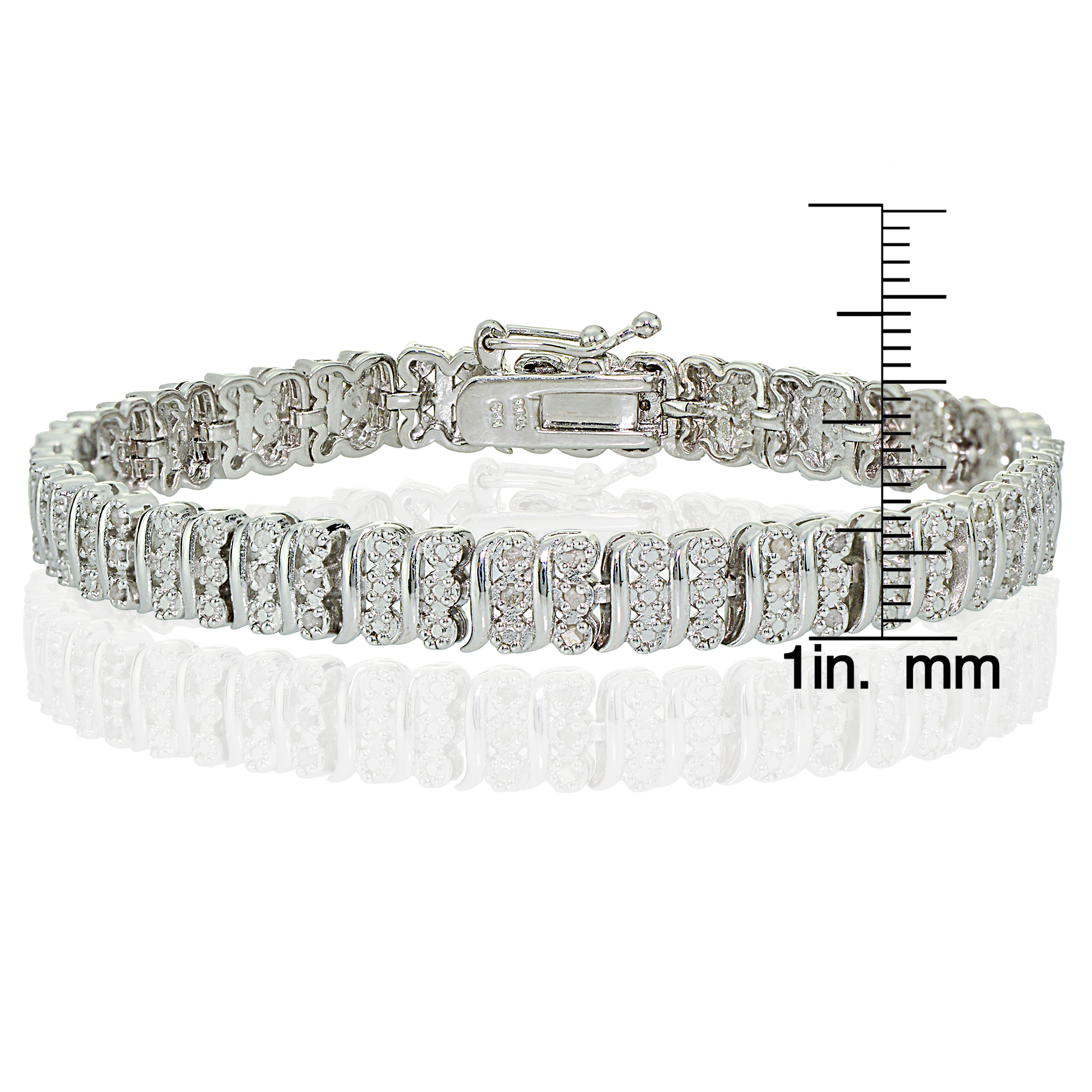 Silver Tone 0.25ct Diamond S Pattern Tennis Bracelet