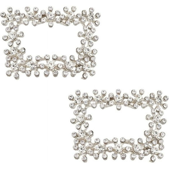 1 Pair Crystal Rhinestone Shoe Clips Trapezoid Sliver Shining Rhinestone Shoe Buckle Detachable Shoe Decoration Wedding Bridal Shoes High Heel Belt Decoration Charms