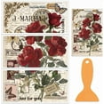 thumbnail image 1 of Juego de 3 calcomanías vintage de rosas para muebles y manualidades (30 x 15 cm). Adhesivos decorativos para muebles con diseño de mariposas., 1 of 9