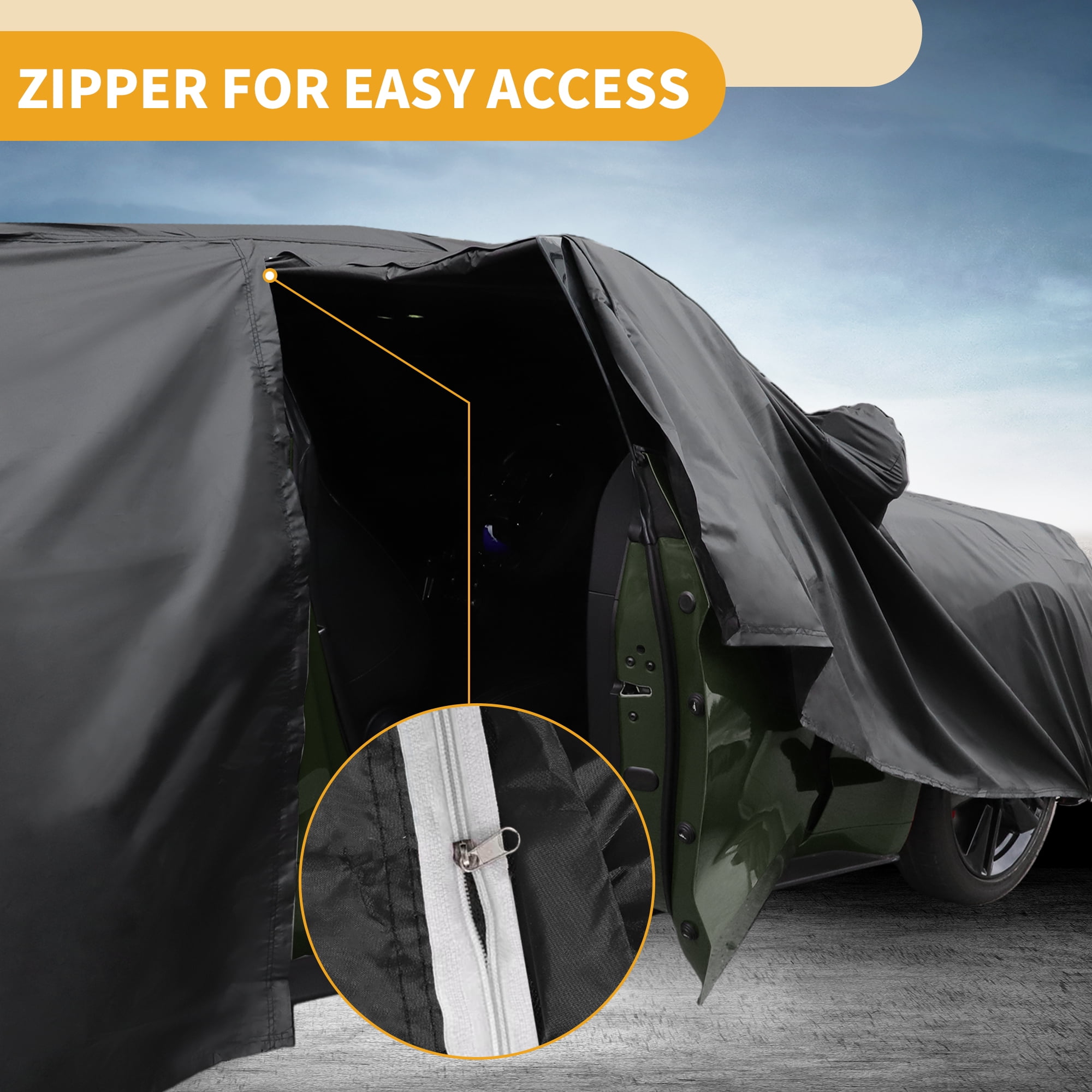 Unique Bargains Car Cover for BMW I4 190T-PU Black with Right Side Zipper