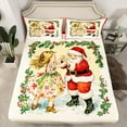 thumbnail image 2 of Feelyou Santa Claus Princess Twin Sheet Sets, Vintage Fairy Tale Twin Fitted Sheet, Merry Christmas Flat Sheet, Lightweight Room Decor,3 Pieces, 2 of 7