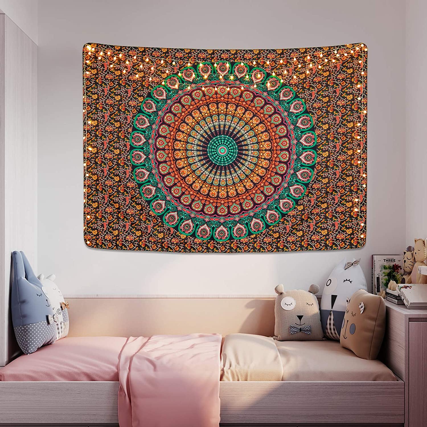 Bohemian Mandala Tapestry Hippie Tapestries Psychedelic Peacock Boho Tapestry Wall Hanging for Bedroom Golden Blue 59.1 x 78.8 inches Walmart