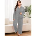 thumbnail image 6 of SHOWMALL Women's Plus Size Pajama Sets Long Sleeve Button Down Sleepwear 2-Piece Loungewear with Pockets, 6 of 7
