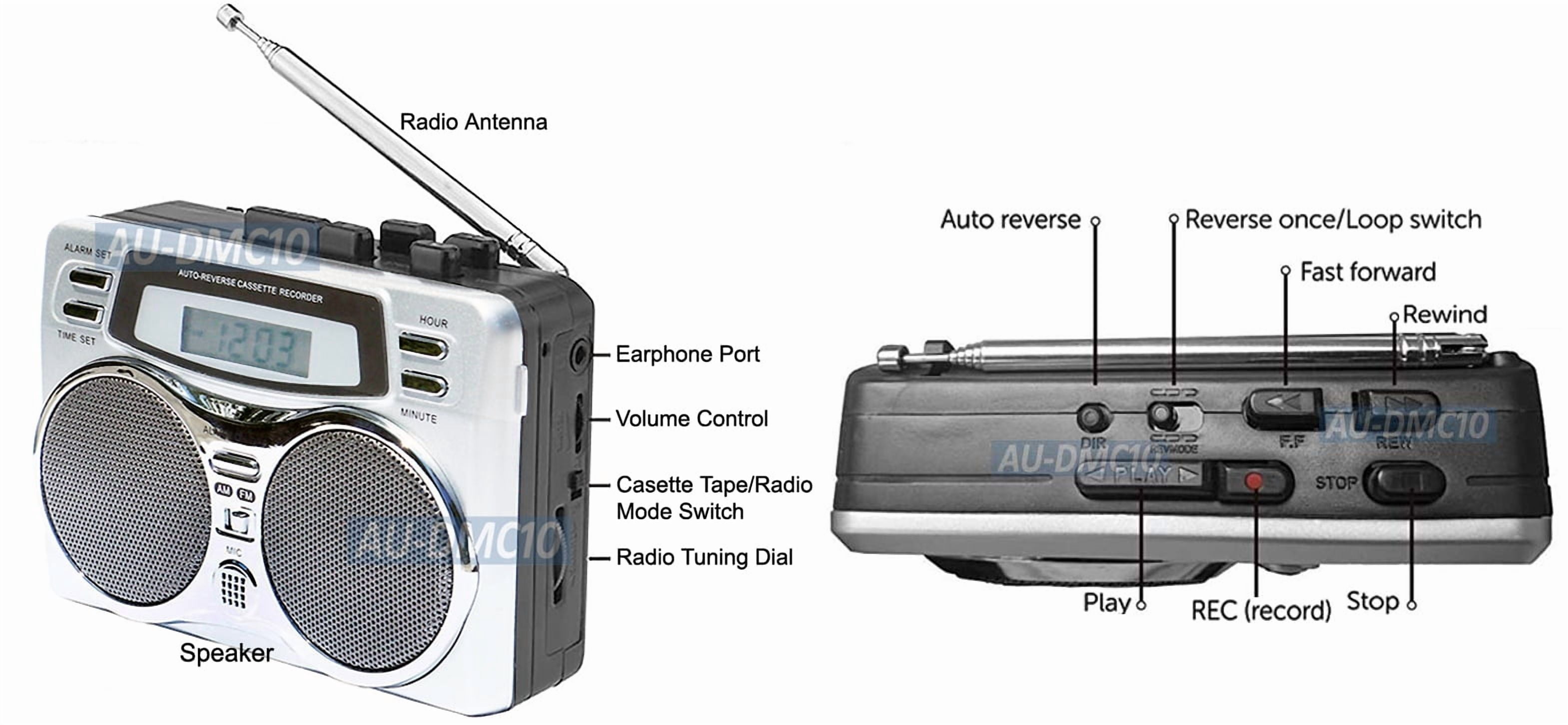 Allaboutadapters AU-DMC10 All-in-1 Walkman Battery, Powered Portable, Radio, Black
