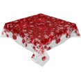 thumbnail image 1 of Red Balls Christmas Snowflake Tablecloth Rectangle Round Table Cloth 60x60 Inch, Winter Indoor or Outdoor Tablecloth, Waterproof Fabric Table Cover for Party Holiday Picnic Kitchen Xmas Decorations, 1 of 1