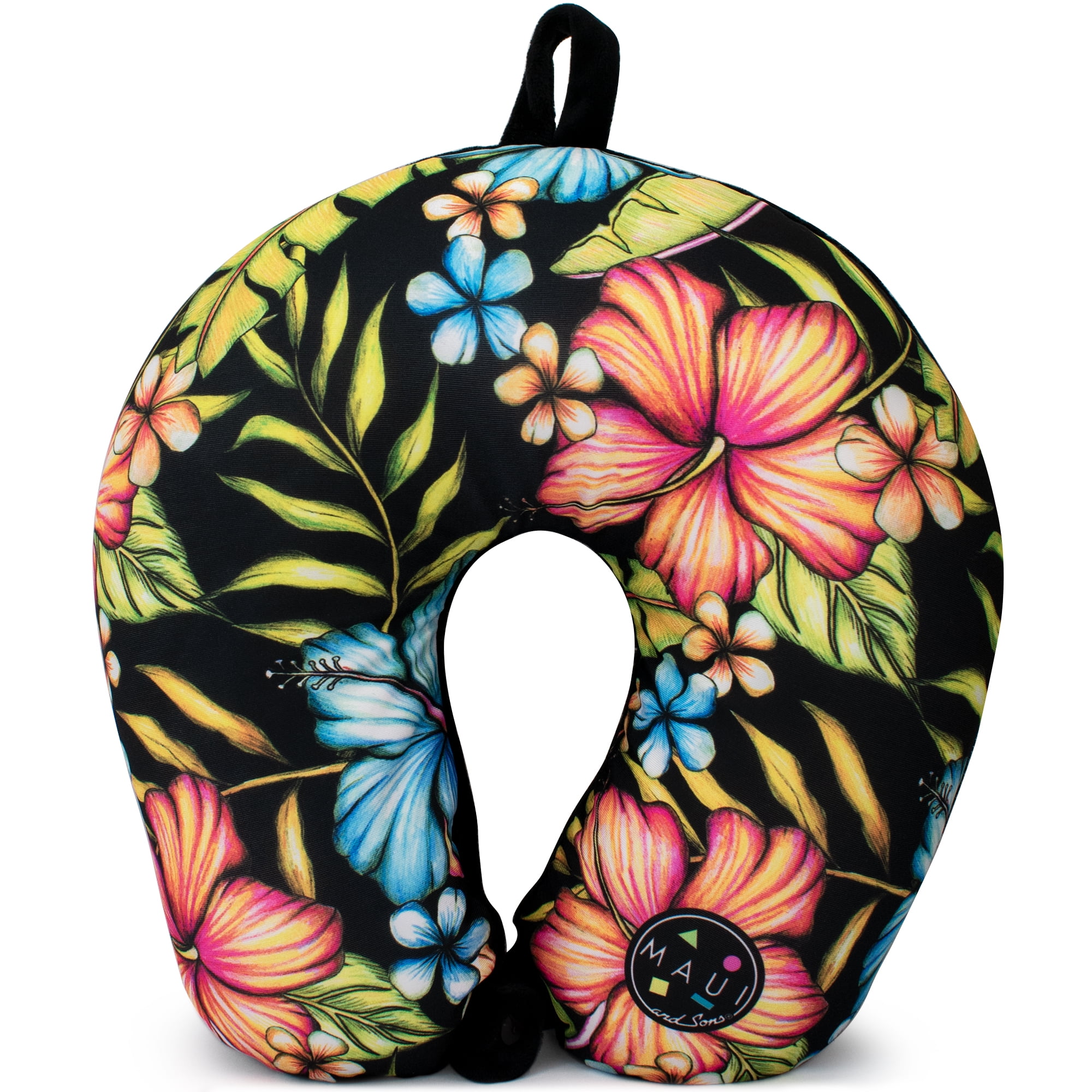 Maui and Sons Extra Soft Microbeads Neck Pillow, Supportive Comfort (Hawaiian Flowers)