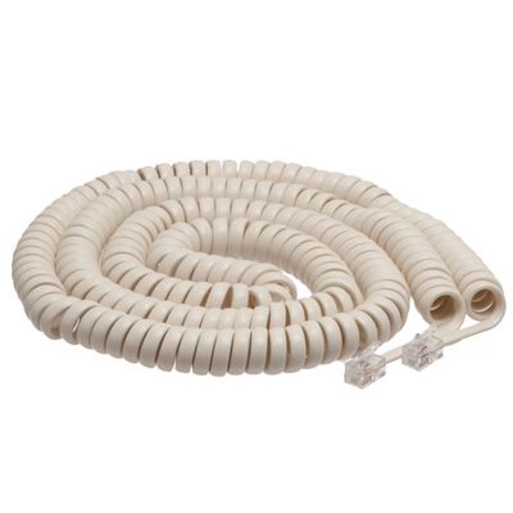 ECore Cables Off White Coiled Telephone Handset Cord 25 Foot Long
