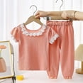 thumbnail image 2 of TAIAOJING Summer Thin Children's Short Sleeved Lace Collar T Shirt + Solid Color Pants Daily Casual Two Piece Set For 7-8 Years, 2 of 9