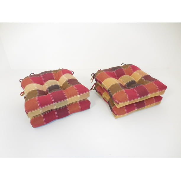 Essentials Harris Plaid Set Of 4 Chair Cushions Spice Walmart Com