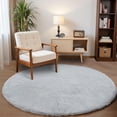 thumbnail image 2 of Goolela 6ft Round Area Rug Fluffy Gray Faux Fur Rug for Living Room Fuzzy Bedroom Rug Plush Shag Washable Rug for Nursery, 2 of 9