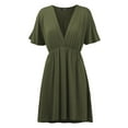 thumbnail image 2 of Made by Johnny Women's Airy Short Sleeve Kimono Style Deep V Neck Dress Top S-3XL Plus Size L OLIVE, 2 of 3