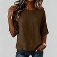 thumbnail image 4 of Ltctricy Womens Cotton Linen Tops Loose Fit 3/4 Sleeve Shirts Crew Neck Basic T Shirts Beach Vacation Clothes, 4 of 5
