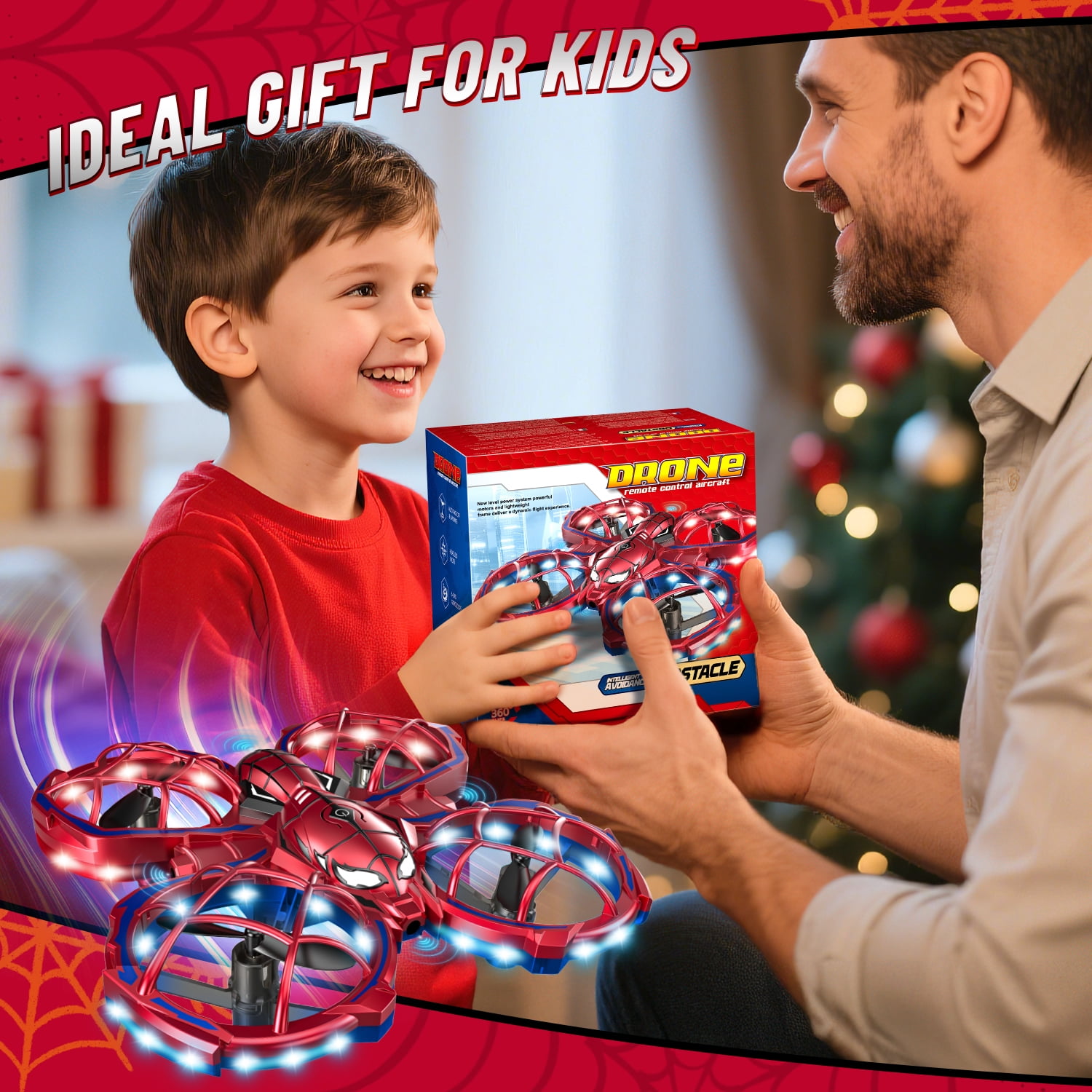 Huge Wave Stunt Drone for Kids, Beginners RC Quadcopter, with LED Light, 360° Roll, Altitude Hold, Birthday Gift for Boys and Girls Aged 6-12