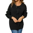 thumbnail image 1 of WEIYLL Tops for Women Trendy Bow Button Round Neck Long Sleeve Solid Color Knit Sweater Black Fall Clothing ,XL, 1 of 7
