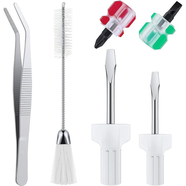 Kit de limpieza de máquina de coser de 6 piezas Herramientas de costura de máquina de reparación Incluye pinzas Cepillo de pelusa de doble cabeza Destornillador corto de 4 piezas, herramienta de