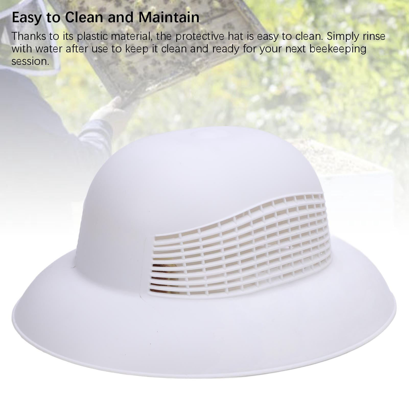 Nieyigj Protective Beekeeping Hard Hat Plastic Vented Beekeeper Tool Cap for Men Women White Color 1 Count Standard Size 13.58 inches / 34.5 cm Breathable Cooling Gear Equipment