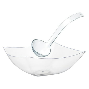 Plastic Punch Bowl With Ladle I 4 Pcs I Looks Like A Glass Punch Bowl Set I 2 Sets of 1 Gallon Clear Punch Bowl Plastic With Punch Bowl Ladle Large Punch Bowl With Ladle 128Oz
