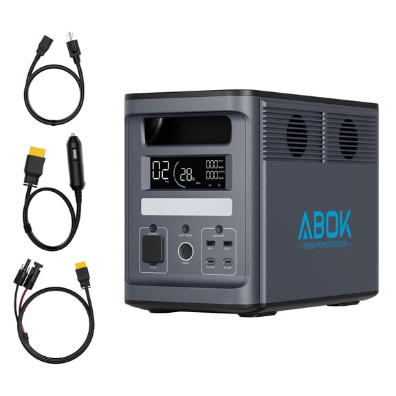 ABOK Ark2000 Expandable Portable Power Station | 2000W 1536Wh LiFePO4 Battery, Reliable Backup for Camping & Power Outages