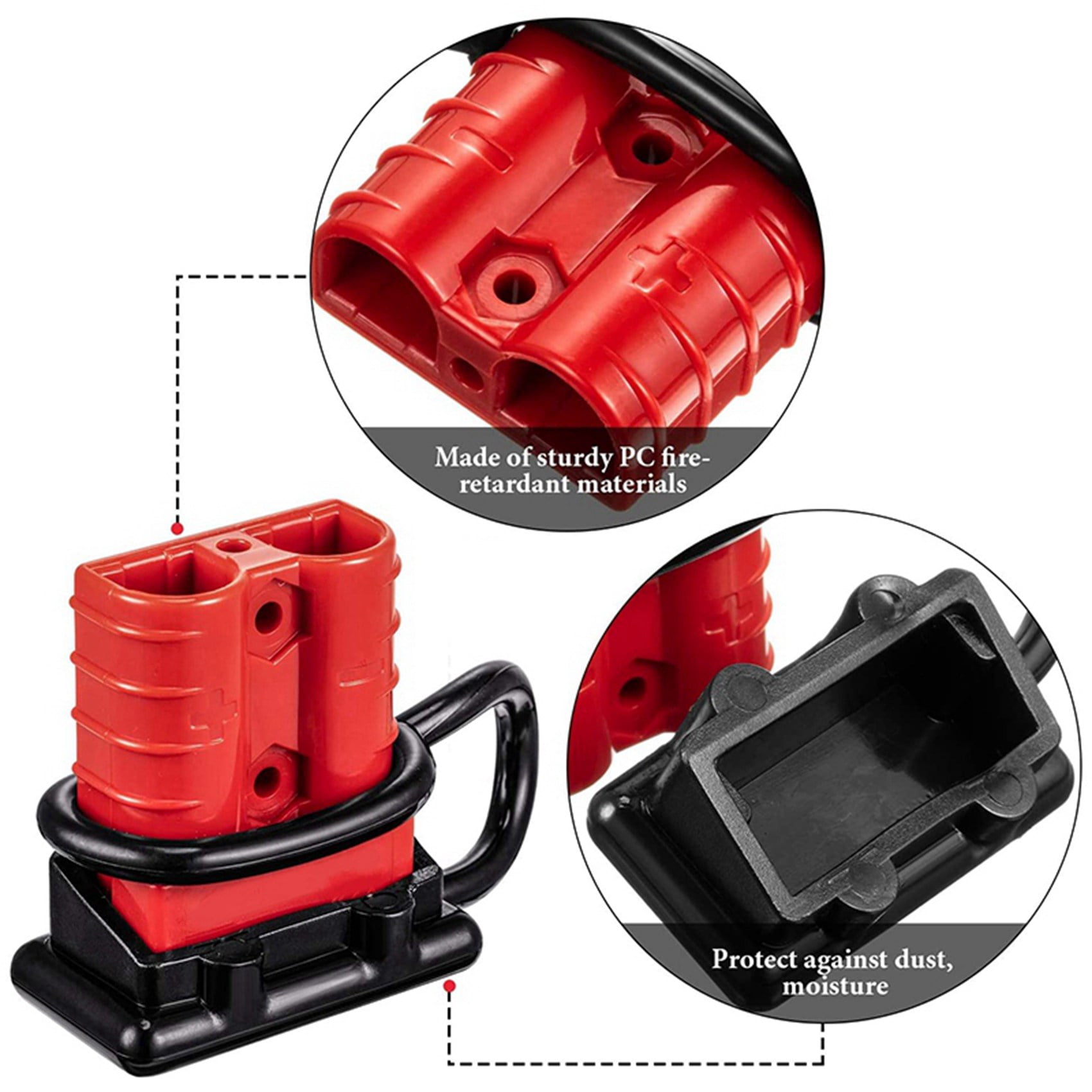12Sets 6-10 Gauge Battery Quick Connector 50A 12-36V Battery Quick Disconnect Wire Harness Plug Kit Battery Quick Plug A,12 x 50A Battery quick connectors 12 x Caps 24 x Terminal pins,Black&red