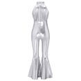thumbnail image 4 of TSSOE Kids Girls Retro Disco Outfits Bell Bottom Jumpsuit 70s Fancy Dress Up Theme Party Bodysuits Silver 16, 4 of 7