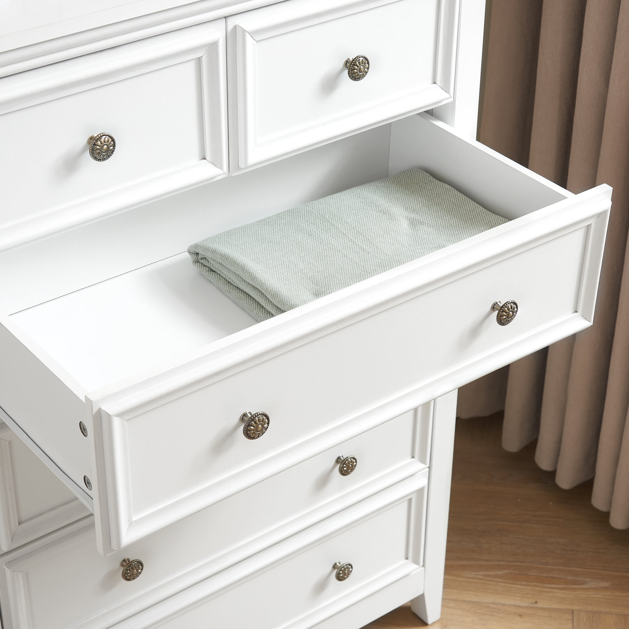 Leumius 6 Drawers Dresser,Modern Tall Chest of Drawers Closet Organizers and Storage Clothes Storage Drawers Cabinet for Living Room,Bedroom,White