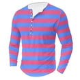 thumbnail image 1 of AherBiu Plus Size Shirts for Men Long Sleeve Crewneck Button Shirts Breathable Stretch Striped Running Shirt Top, 1 of 4