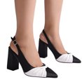 thumbnail image 3 of White Sandals 2024 Spring European and Fashion Versatile Pointed Color Blocked Thick Heels Large Heels Women's Shoes Black 39, 3 of 8