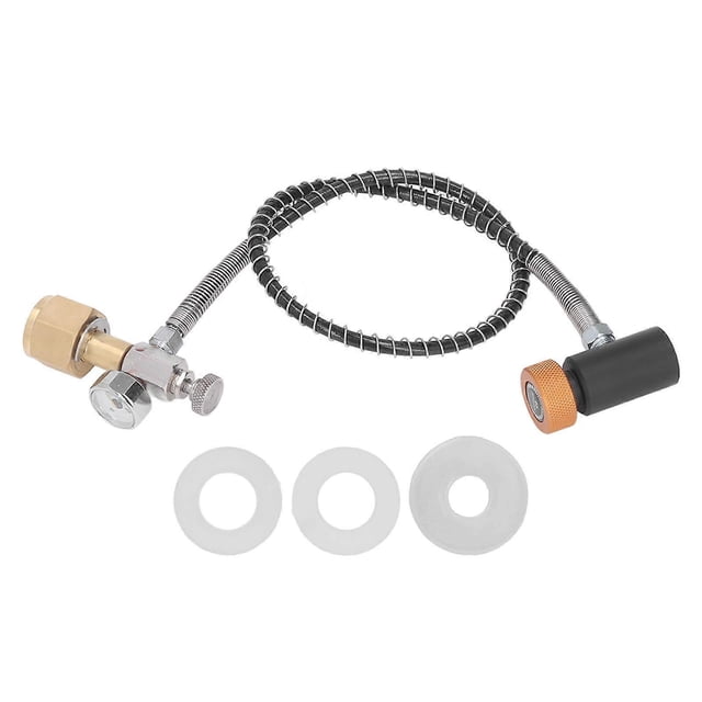 Soda Remote Hose CO2 Tank Cylinder Refilling Adapter with 24 Inches High Pressure Hose for Soda Can Connector W21.8 14 To TR21 4