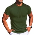 thumbnail image 2 of Mens Casual Manga Corta Botón Abajo Camisas Cuello Redondo Sólida Camisa de Parche para Al Aire Libre, Casual, Uso Diario, 2 of 7