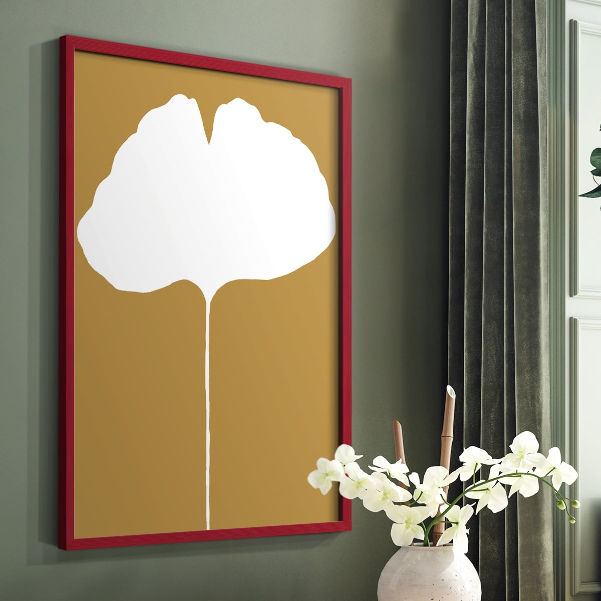 Happily Single V31 Framed Print in Red Solid Wood Framed Print No Nail Hanging