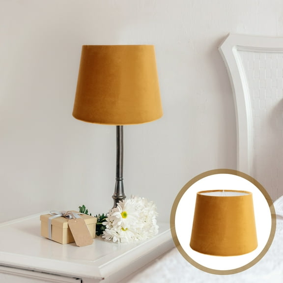 SEWCHICS Small Round Drum Lamp Shade Golden Fabric for E27 Bulb Room Lighting Decor