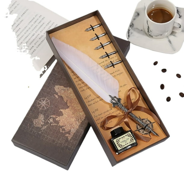 Oficina y papelería Mapa C Caja de regalo de bolígrafo creativo C Juego de bolígrafos Rown F Eather un bolígrafo