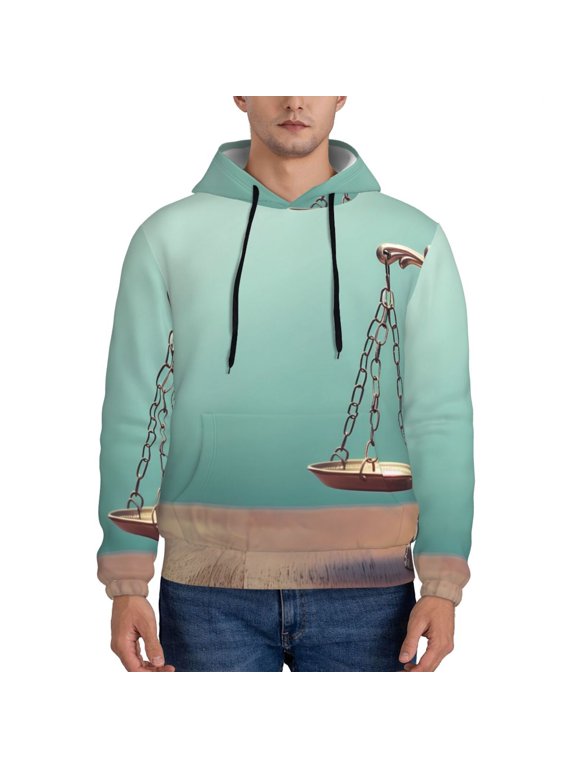 Vintage Brass Balance Scale Pattern Men's Adult Pullover Hoodie,Hooded Sweatshirt-Small