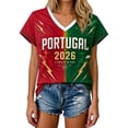 thumbnail image 2 of Womens Portugal Soccer T-Shirt Top Football Fan Tee Shirt Portugal Graphic V Neck Short Sleeve Casual Shirt Tops XXL, 2 of 4