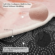 MEHOOM 4ft Floral Soft Fluffy Round Rug , Soft Vintage Shag Rugs For Kids, Toddlers,Washable Non-Slip Circle Carpet For Living Room Dining Room Bedroom & Game Room,Ideal Birthday Gift,Pink