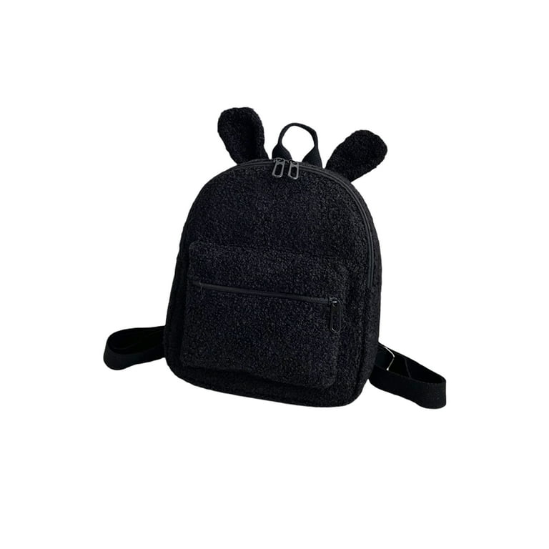 Fluffy black cheap backpack