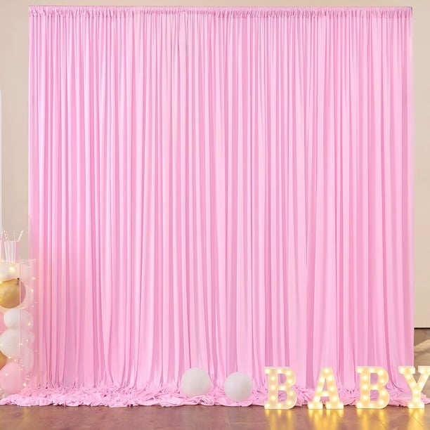 Cortina con telón de fondo NSSONBEN, 3 m x 2,4 m, poliéster, color rosa