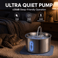 thumbnail image 4 of MEHOOM 304 Stainless Steel Cat Water Fountain, 108oz/3.2L  Ultra Quiet & Auto Pet Water Fountain, Water Dispenser with Filters for Multiple Cats Dog Indoor, 4 of 11