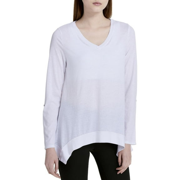 Calvin Klein Womens Performance Slub Hi-Low Hem Pullover Top