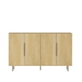 thumbnail image 3 of Fluted Sideboard Buffets Cabinet with Doors, Modern Black Credenza with Adjustable Shelves, Storage Console Table for Living Room, Entryway, Wood, 3 of 6