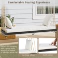 thumbnail image 6 of Upgraded A-cacia Wood Porch Swing, 2-Seat Outdoor Patio Swing Chair Bench with Cushion, Pillows and 10.8ft Hemp Ropes for Garden, Yard, Brown, 6 of 7