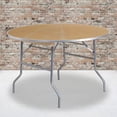 thumbnail image 2 of Bowery Hill Round Birchwood Folding Banquet Table in Silver, 2 of 6