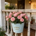 thumbnail image 5 of Naittoop Hanging Planters with Rope,Vintage Metal Iron Wall Hanging Flower Pots,Rustic Planter Bucket Herb Flower Holder for Railing Fence Balcony Deck Garden Home Decor 5.5 in Blue, 5 of 6