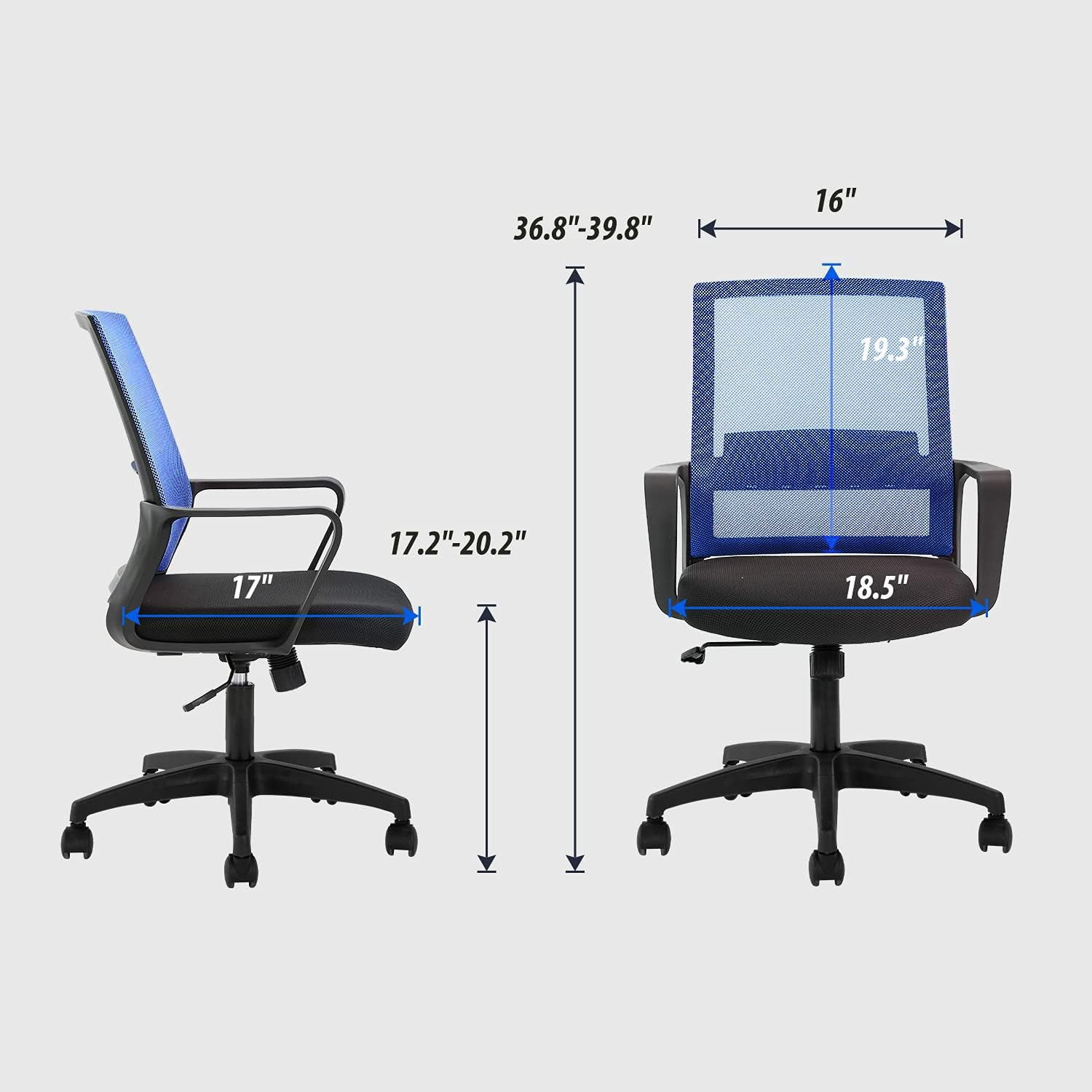 BestOffice Ergonomic Office Chair, Lumbar Support, Adjustable Height with Armrests for Adults(Blue)