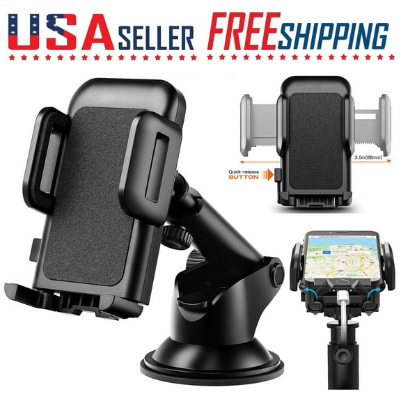 Pokanic Car Cell Phone Mount Stand Holder Cradle Dashboard Windshield Washable Sticky Gel Pad 360 Rotation Three-Side Grips Universal
